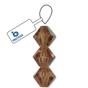 Light Colorado Topaz AB Preciosa Crystal Bicone Beads