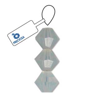 White Opal Preciosa Crystal Bicone Beads