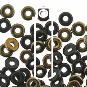 Jet Valentine Czech O-Beads