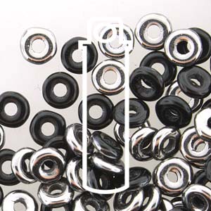 Jet Chrome Czech O-Beads