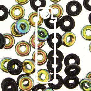 Jet Vitrail Czech O-Beads