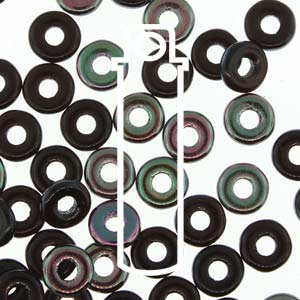 Jet Apricot Medium Czech O-Beads