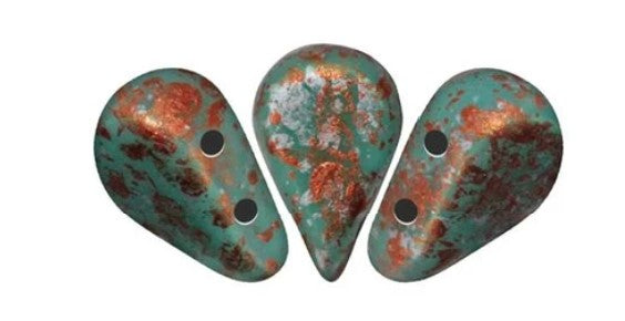 Opaque Green Turquoise Tweedy Amos par Puca Beads