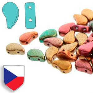 Paisley Duo 8x5mm Violet Rainbow Beads