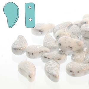 Paisley Duo 8x5mm Chalk Silver Splash Beads
