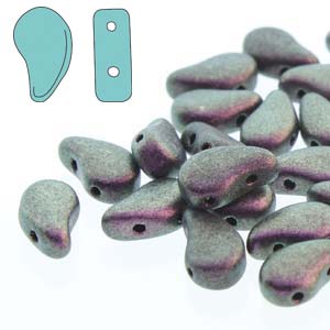 Paisley Duo 8x5mm Polychrome Black Raspberry Beads