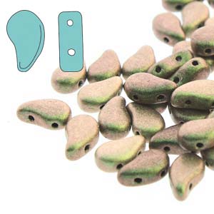 Paisley Duo 8x5mm Polychrome Sage & Citrus Beads