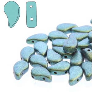 Paisley Duo 8x5mm Polychrome Mint Chocolate Beads