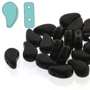 Paisley Duo 8x5mm Jet Beads