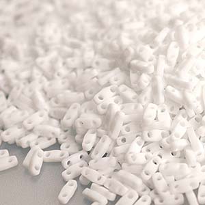 Matte Opaque White Miyuki Tila Seed Beads - Quarter Cut