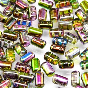 Magic Violet Green Czech Glass Rulla Beads