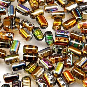 Magic Orange Grey Czech Glass Rulla Beads