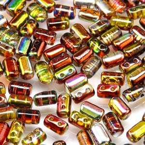 Magic Red Yellow Czech Glass Rulla Beads