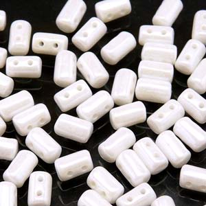 White Luster Czech Glass Rulla Beads