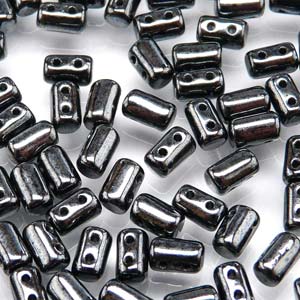 Jet Hematite Czech Glass Rulla Beads