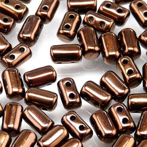 Jet Bronze Luster Czech Glass Rulla Beads