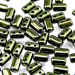 Jet Red Luster Czech Glass Rulla Beads