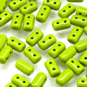 Opaque Green Czech Glass Rulla Beads