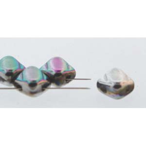 Twinkle Silver 6mm 2 Hole Czech Silky Beads