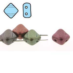 Crystal Violet Rainbow 6mm 2 Hole Czech Silky Beads