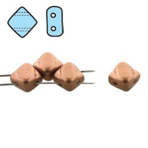 Crystal Bronze Copper 6mm 2 Hole Czech Silky Beads