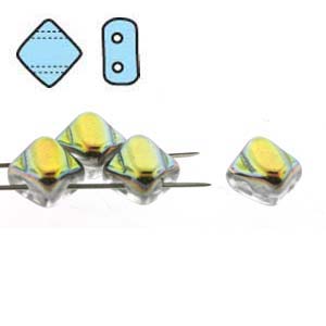 Crystal Vitrail 6mm 2 Hole Czech Silky Beads