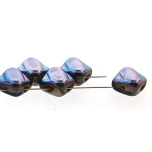 Twinkle Graphite 6mm 2 Hole Czech Silky Beads