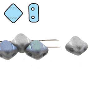 Matte Silver 6mm 2 Hole Czech Silky Beads