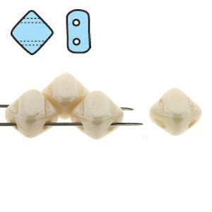 White Alabaster Orange Luster 6mm 2 Hole Czech Silky Beads