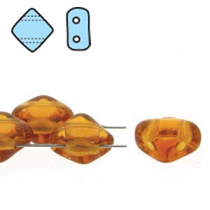 Topaz 6mm 2 Hole Czech Silky Beads