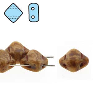 Opaque Beige Travertine 6mm 2 Hole Czech Silky Beads