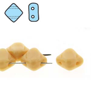 Opaque Beige 6mm 2 Hole Czech Silky Beads