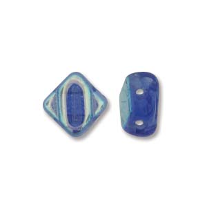 Sapphire AB 6mm 2 Hole Czech Silky Beads