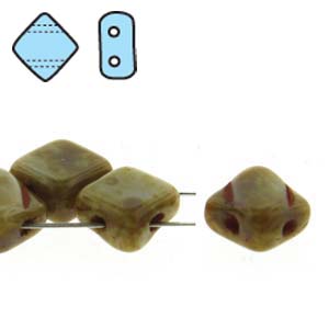 Opaque Grey Picasso 6mm 2 Hole Czech Silky Beads