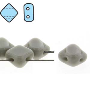 Opaque Grey 6mm 2 Hole Czech Silky Beads