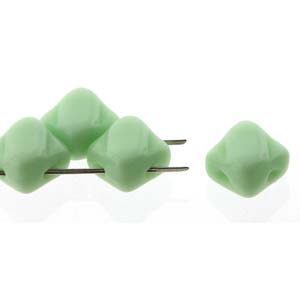 Jade Opaque 6mm 2 Hole Czech Silky Beads