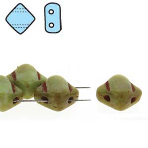 Light Green Turquoise Travertine 6mm 2 Hole Czech Silky Beads