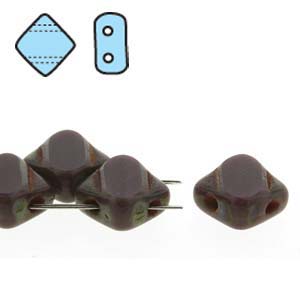 Table Cut Opq Purple Picasso 6mm 2 Hole Czech Silky Beads