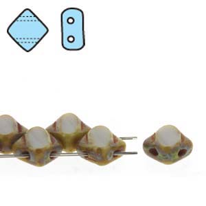 Table Cut Opaque Grey Picasso 6mm 2 Hole Czech Silky Beads