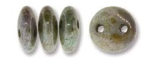 LNT36-65455CR 6mm 2 Hole Lentil Luster Opaque Green