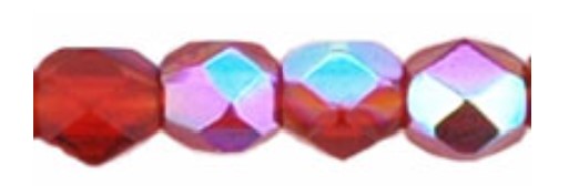 3MM Siam Ruby AB Czech Glass Fire Polished Beads