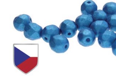 4MM Pearl Shine Azuro Czech Shield Czech Glass Fire Polished Beads