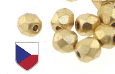 4MM Crystal Bronze Pale Gold Czech Shield Czech Glass Fire Polished Beads