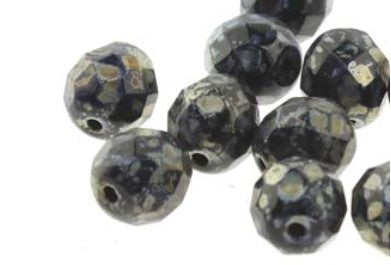 4MM Jet Picasso Czech Glass Fire Polished Beads