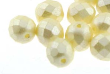 4MM Pastel Cream Czech Glass Fire Polished Beads