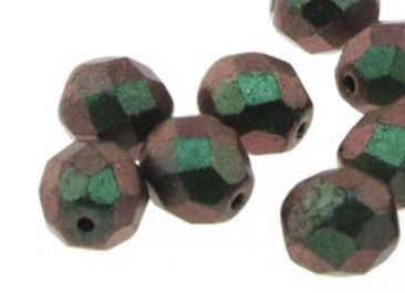 8MM Polychrome Sage & Citrus Czech Glass Fire Polished Beads