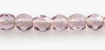 6MM Round Light Amethyst Czech Glass Fire Polished Beads