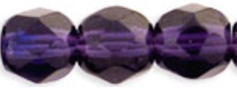 6MM Tanzanite Czech Glass Fire Polished Beads