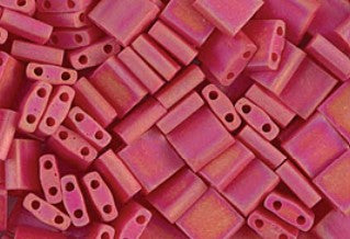 Opaque Red AB Miyuki Tila Seed Beads - Full Cut