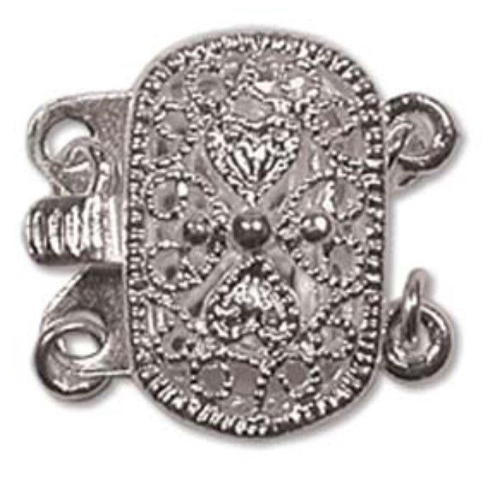 9x14mm S/P Filigree 2 strand Box Clasp